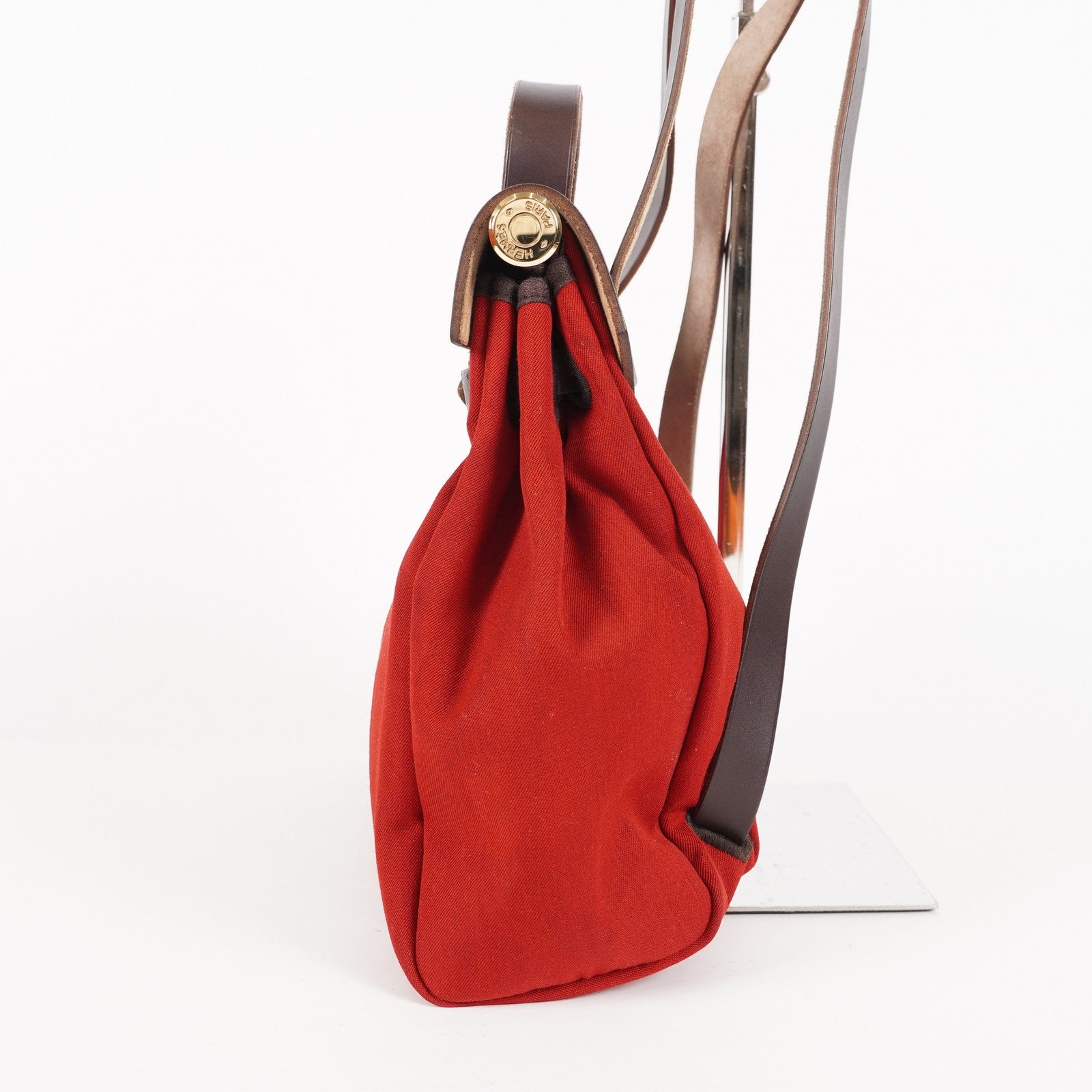 Hermes Brick RedMoka Toile Canvas and Vache Hunter Herbag 31 Bag 05E346352529