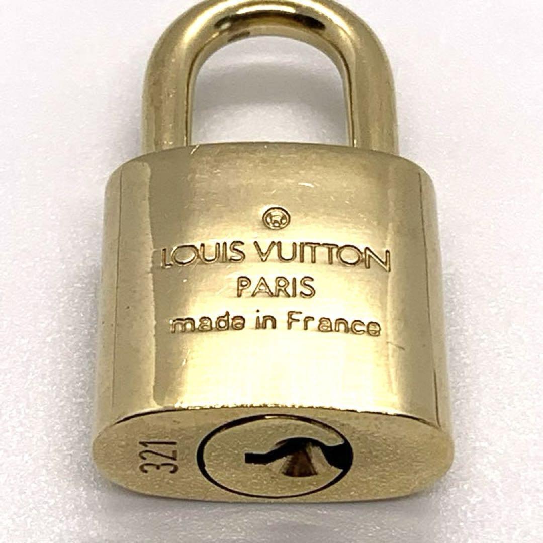 LOUIS VUITTON PadLock Lock & Key Brass Gold Authentic Number random JP Used