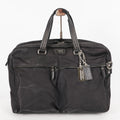 Coach Varick Briefcase Business Bag Brown Nylon Leather Tablet Laptop XY90