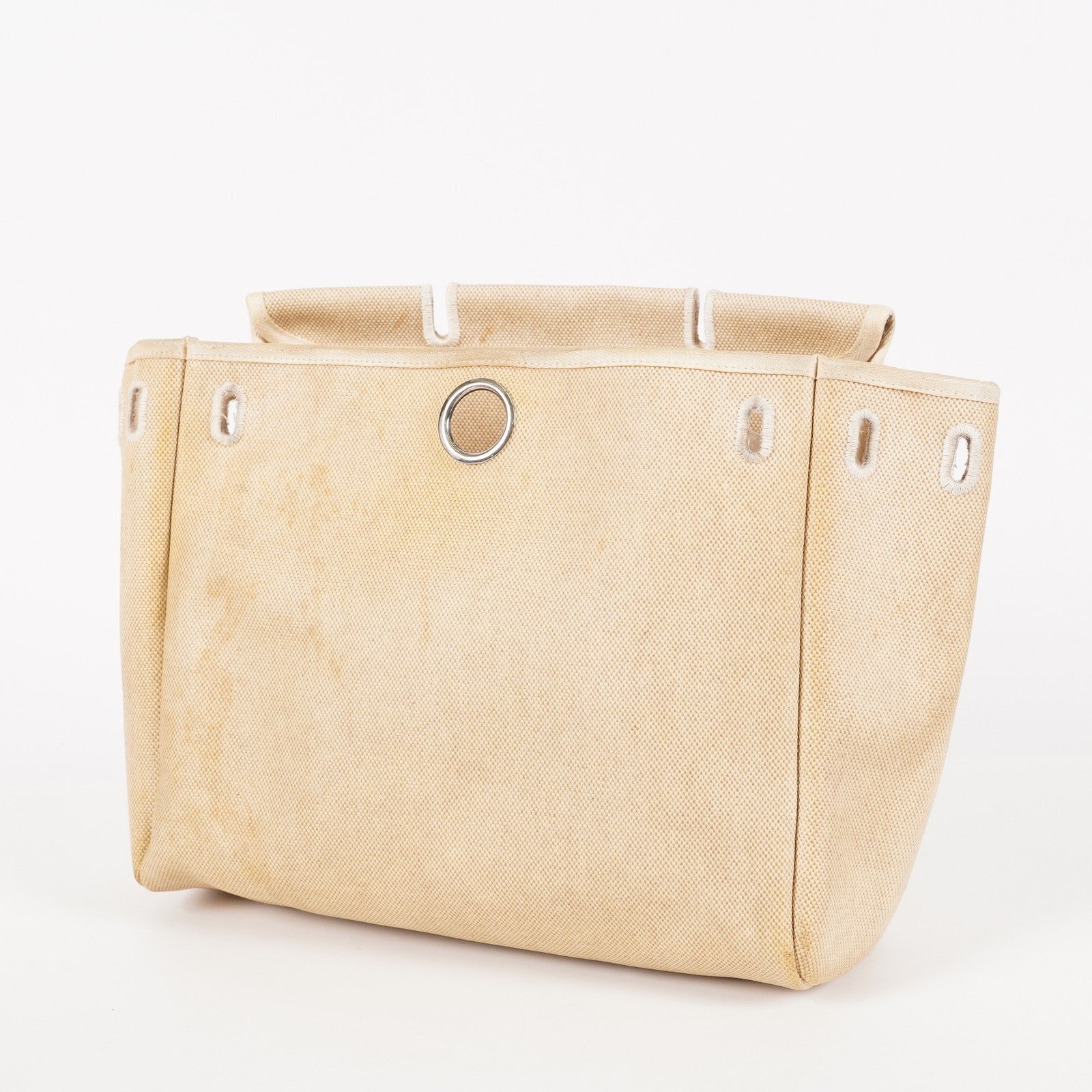 Auth HERMES Bag 2 in 1 Beige Canvas and Leather Backpack Hand Bag 05E533520016
