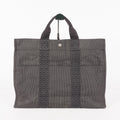HERMES Herline MM Hand Tote Bag 100951M Nylon canvas Gray 05E461045016