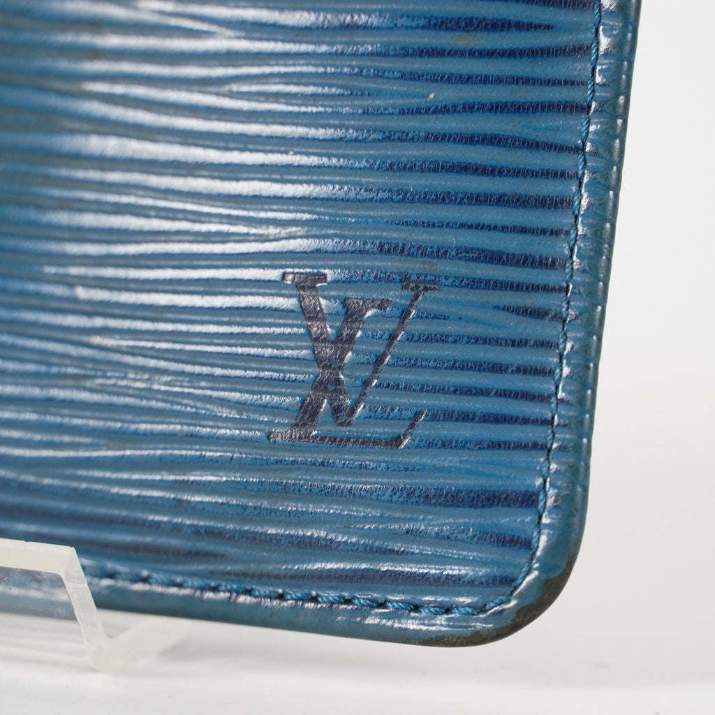 Louis Vuitton Epi De Poche Leather Pass Card Case Blue XY218