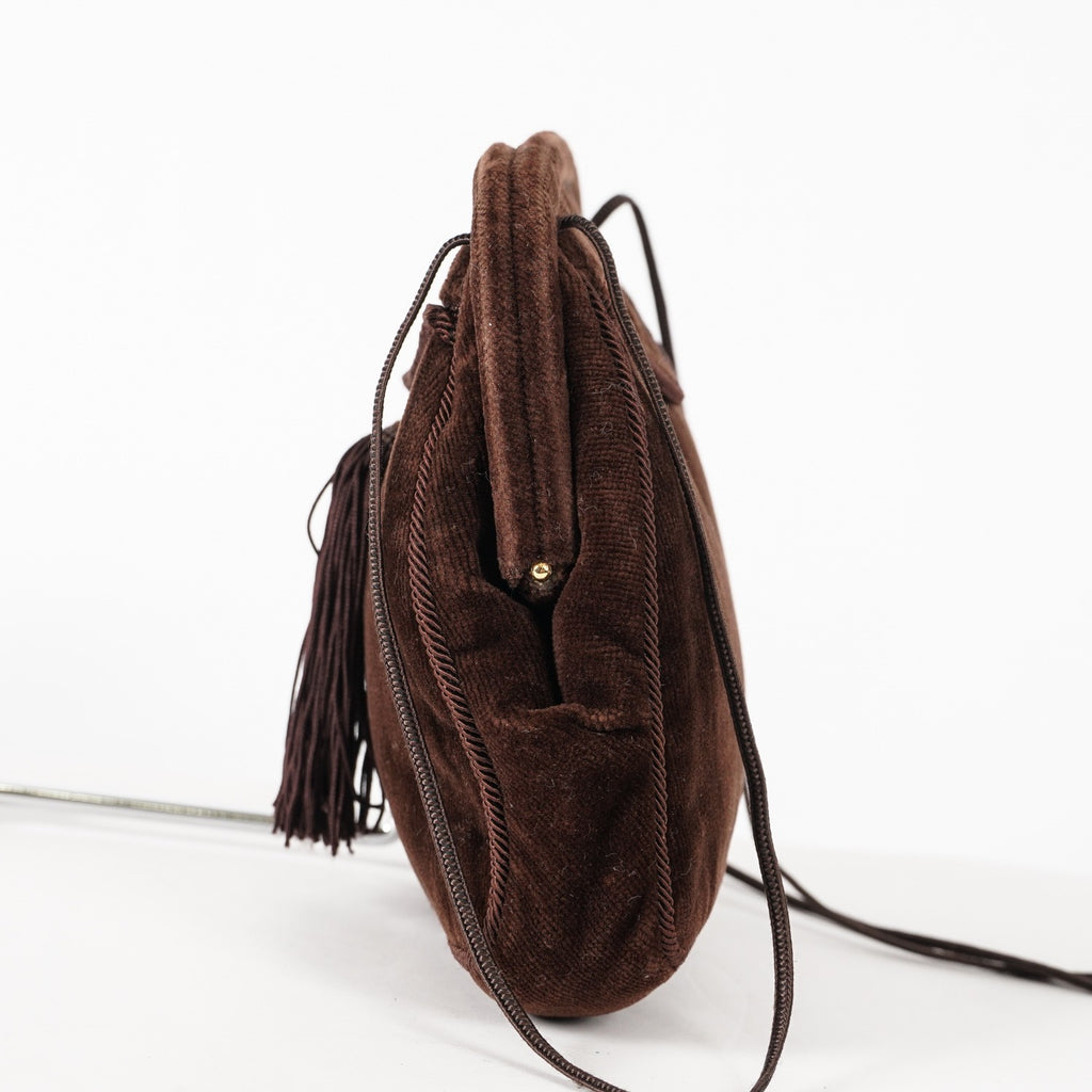 FENDI Zucca Suede Pouch Bag Handbag Brown canvas Women XY187