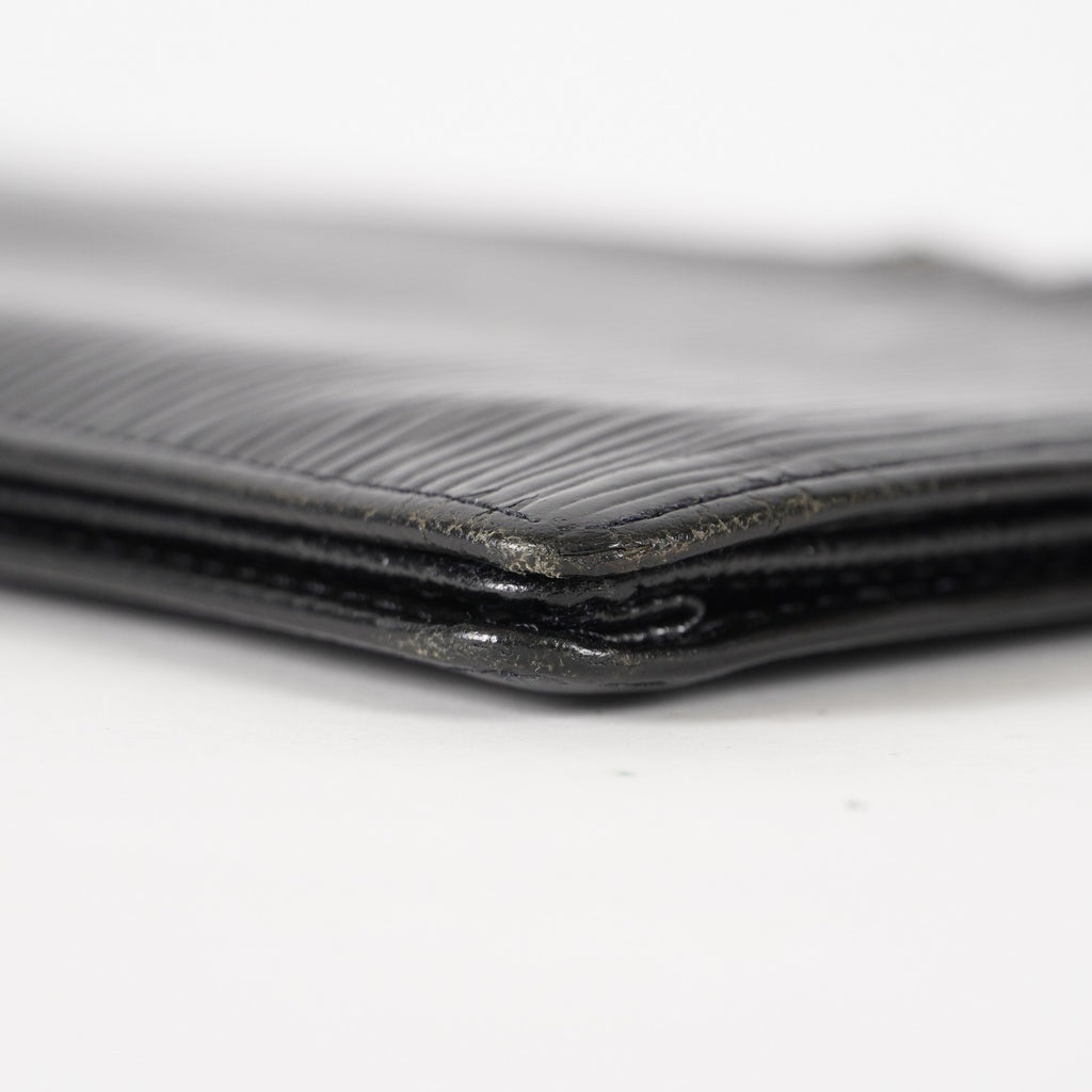 Louis Vuitton LV Long Wallet Portefeuille Brazza M63382 Black Epi Auth XY214