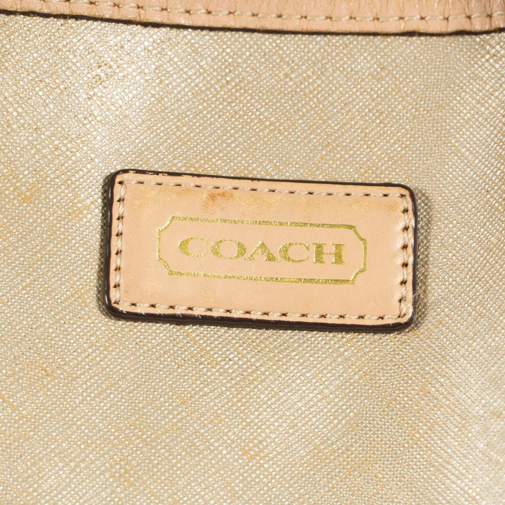 COACH handbag gold beige leather Simple design With  long strap  Tariff included