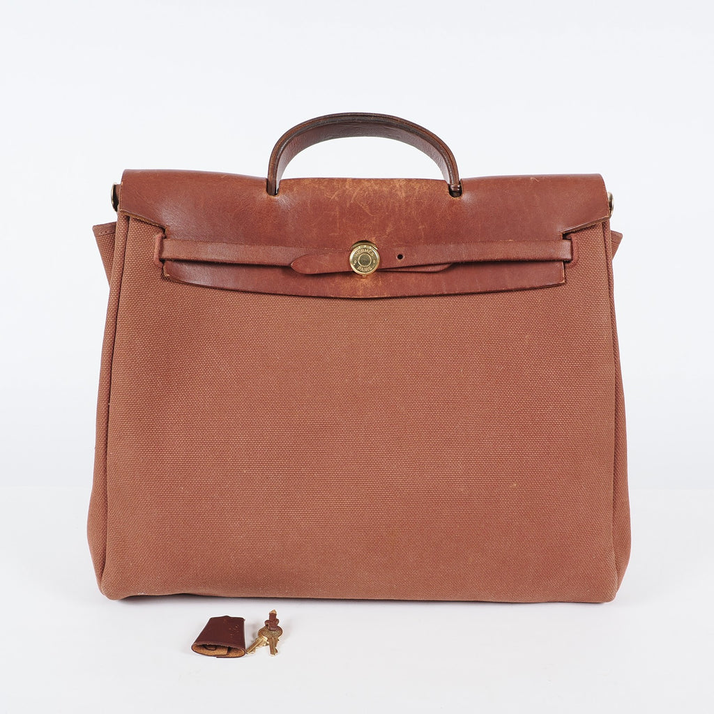 Hermes Herbag 39 Canvas Leather Handbag 04A114400006