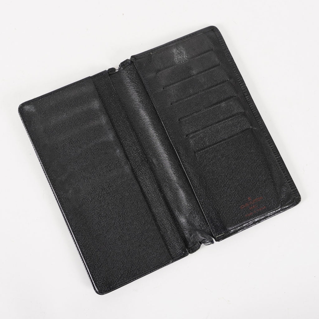 Louis Vuitton LV Long Wallet Portefeuille Brazza M63382 Black Epi Auth XY214