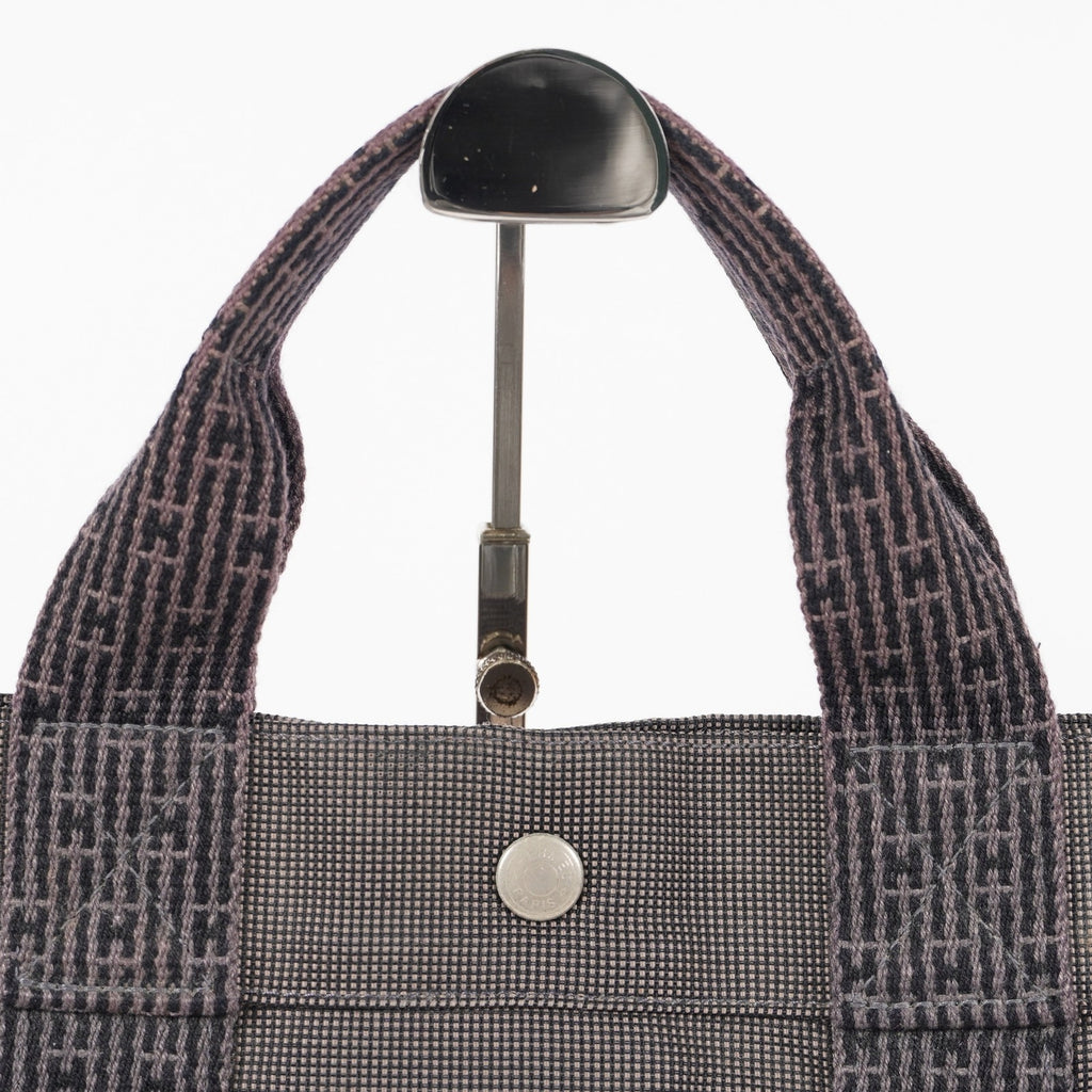 HERMES Herline MM Hand Tote Bag 100951M Nylon canvas Gray 05E461045016