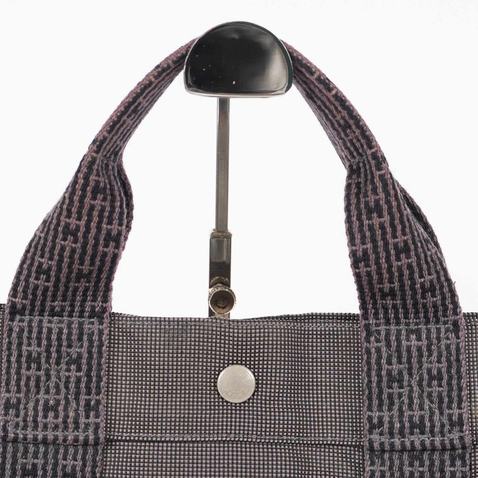 HERMES Herline MM Hand Tote Bag 100951M Nylon canvas Gray 05E461045016