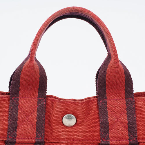 Authentic Hermes Fourre Tout PM Bordeaux Red Canvas Small Tote 04A07825007