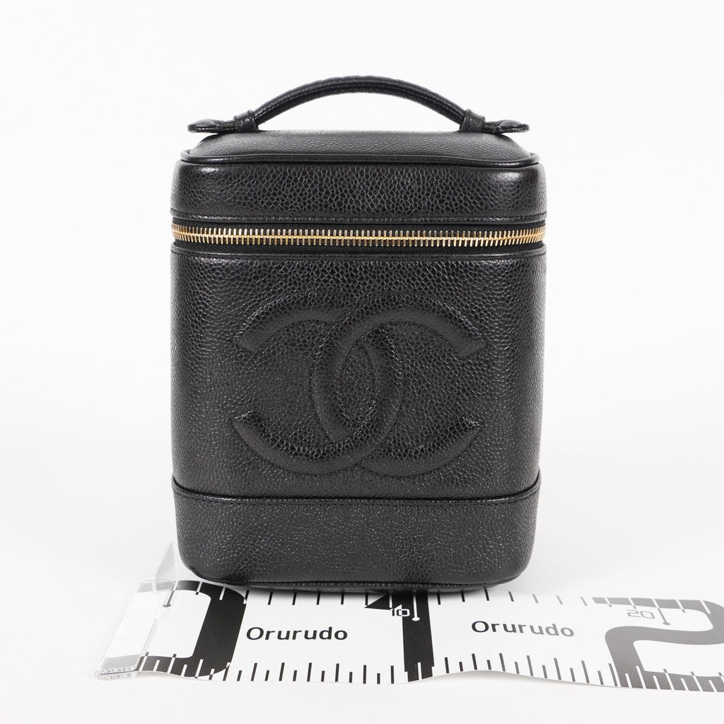 Chanel Vanity Cosmetic Case Black Caviar Leather Bag 05E597040016