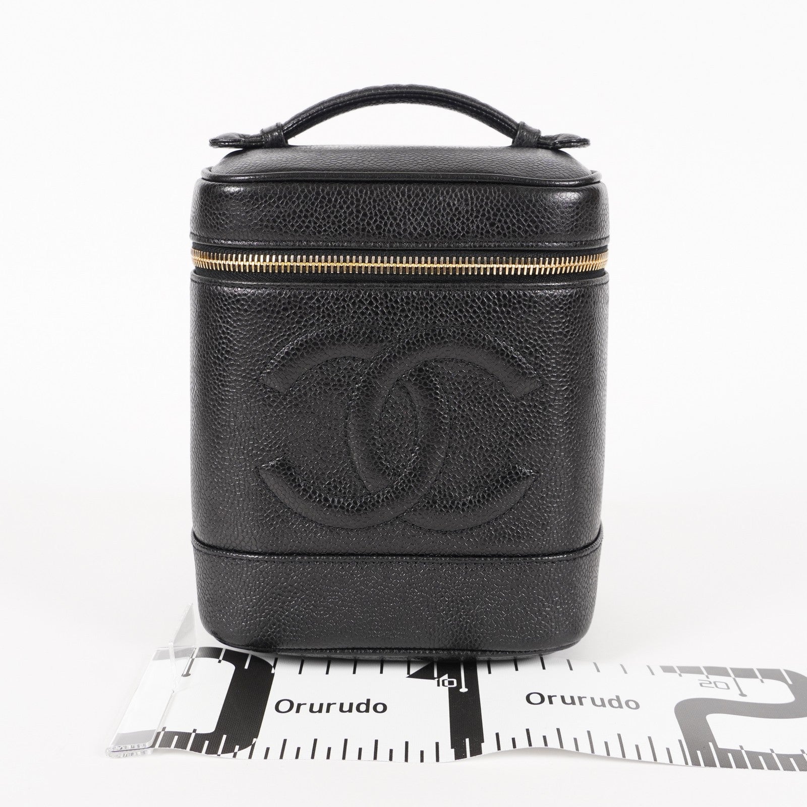 Chanel Vanity Cosmetic Case Black Caviar Leather Bag 05E597040016