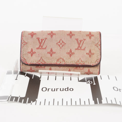 Auth Louis Vuitton Monogram Fabric & Leather Ring Key Case Key Holder  XY213