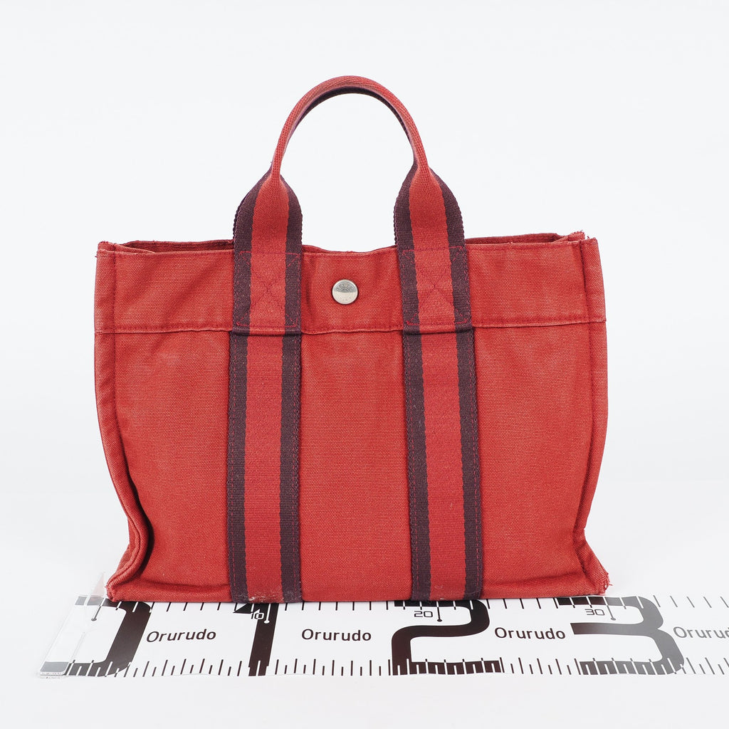Authentic Hermes Fourre Tout PM Bordeaux Red Canvas Small Tote 04A07825007