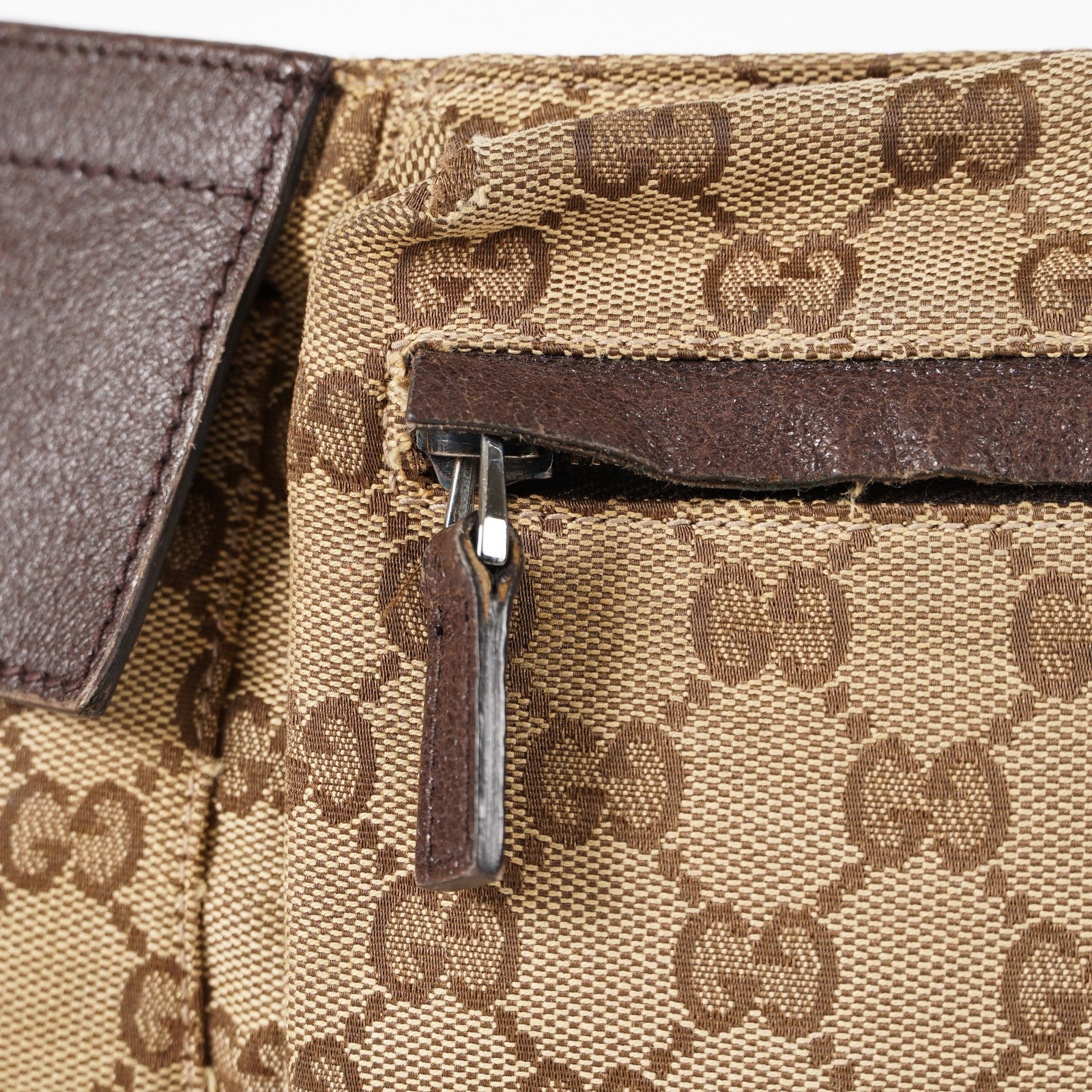 Auth GUCCI GG canvas Fanny Pack Bum Bag waist pouch sherry line 01E072970021