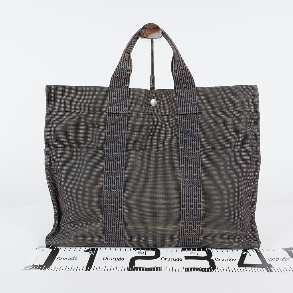 HERMES Herline MM Hand Tote Bag 100951M Nylon canvas Gray 04A20825007