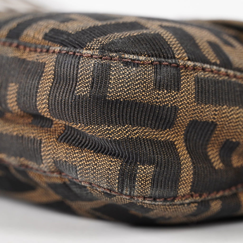 FENDI Zucca Mamma Baguette Shoulder Bag Canvas Leather Brown 02E0214410018