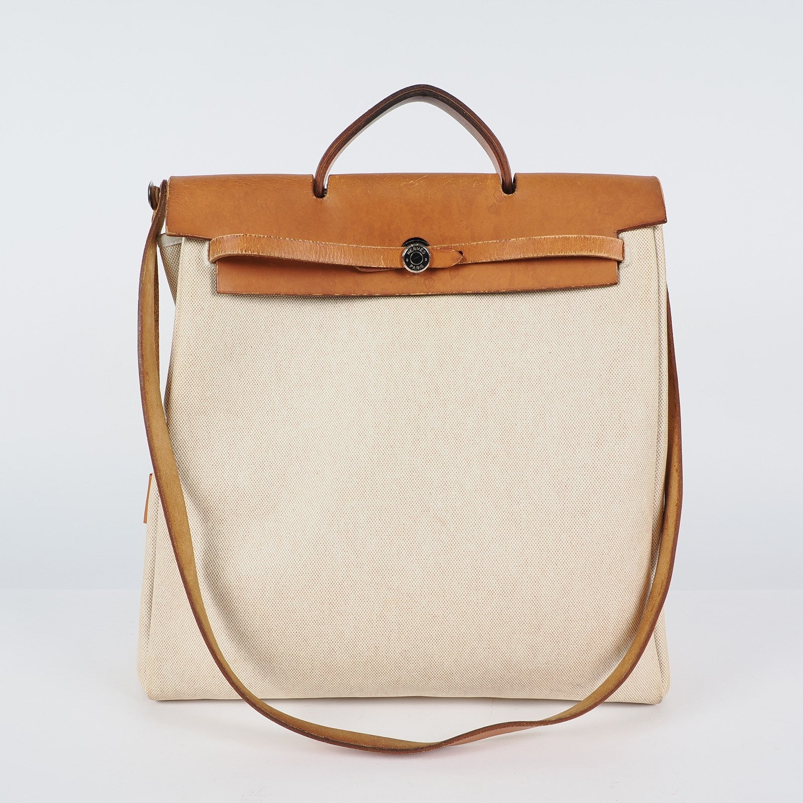 Hermes Herbag MM Handbags Leather White 04A044633207