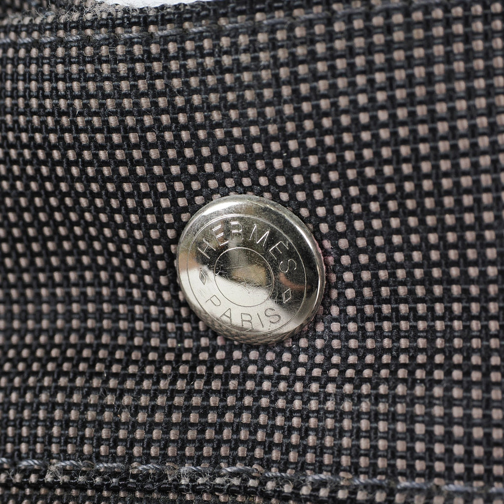 Hermes Fourre Tout Canvas Tote Bag Handbag Satchel Black Grey 04T011199017