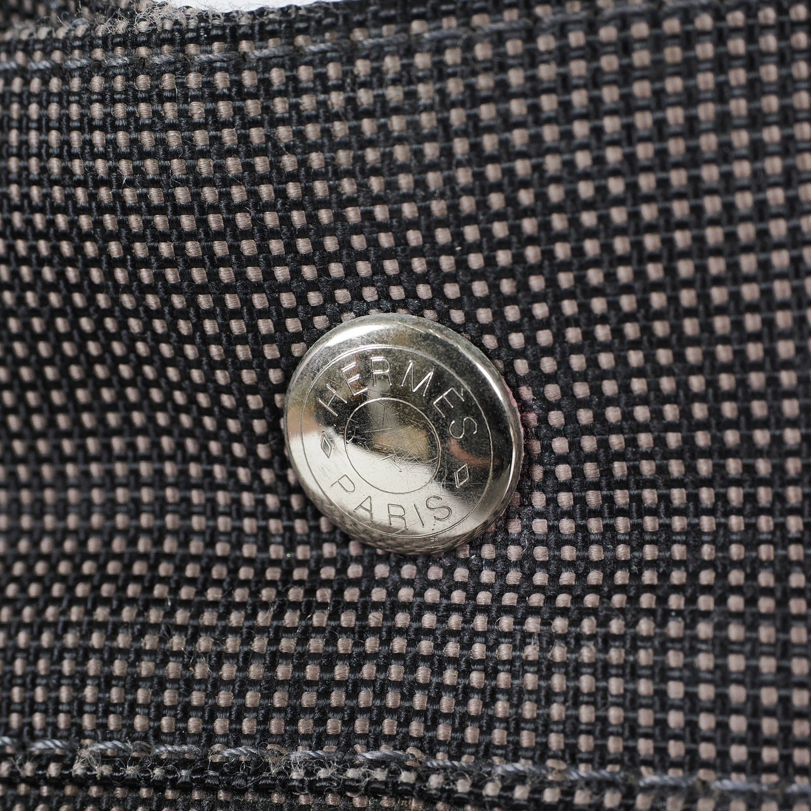 Hermes Fourre Tout Canvas Tote Bag Handbag Satchel Black Grey 04T011199017