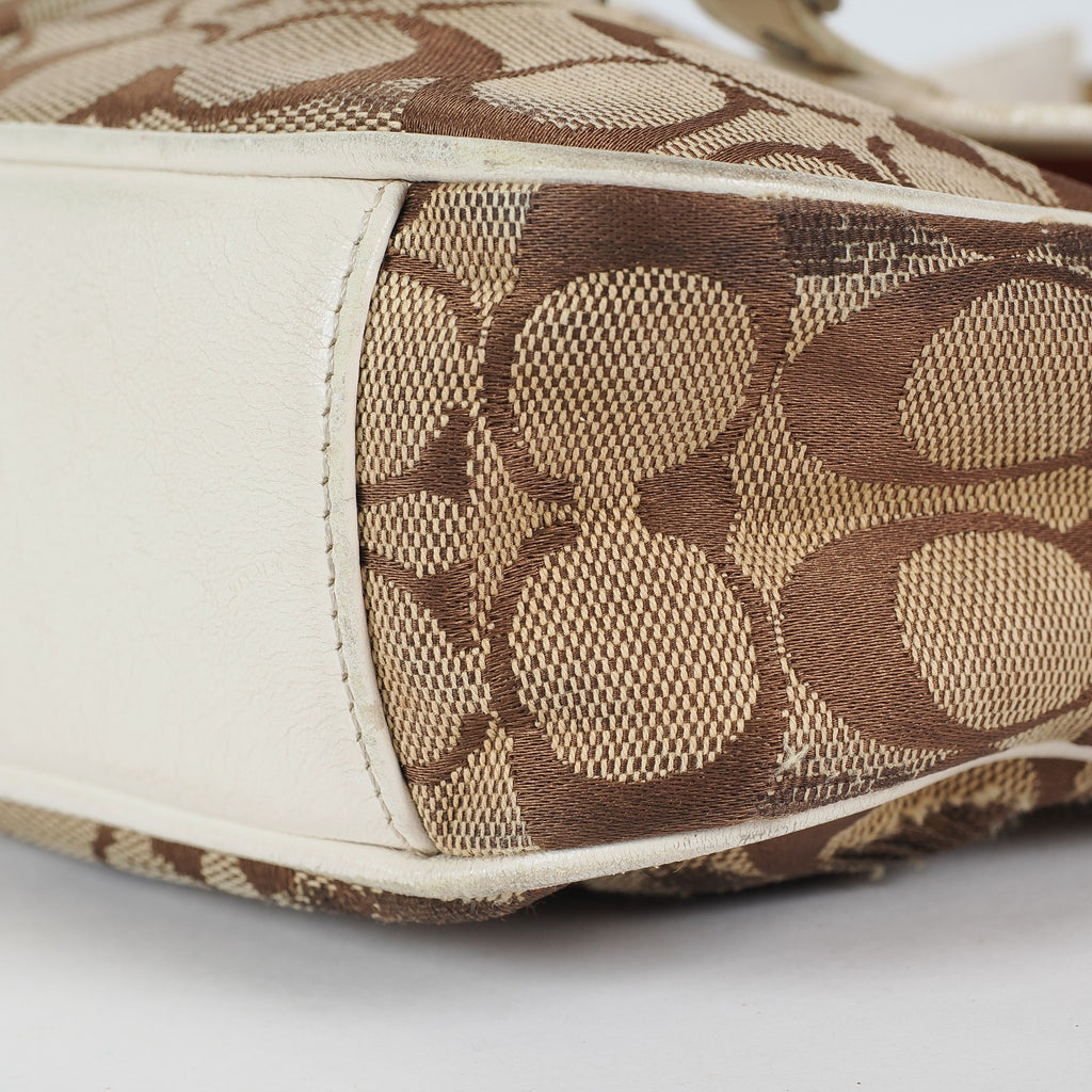 Authentic Coach Signature Mini Field Shoulder Bag Crossbody Canvas x Leather 77
