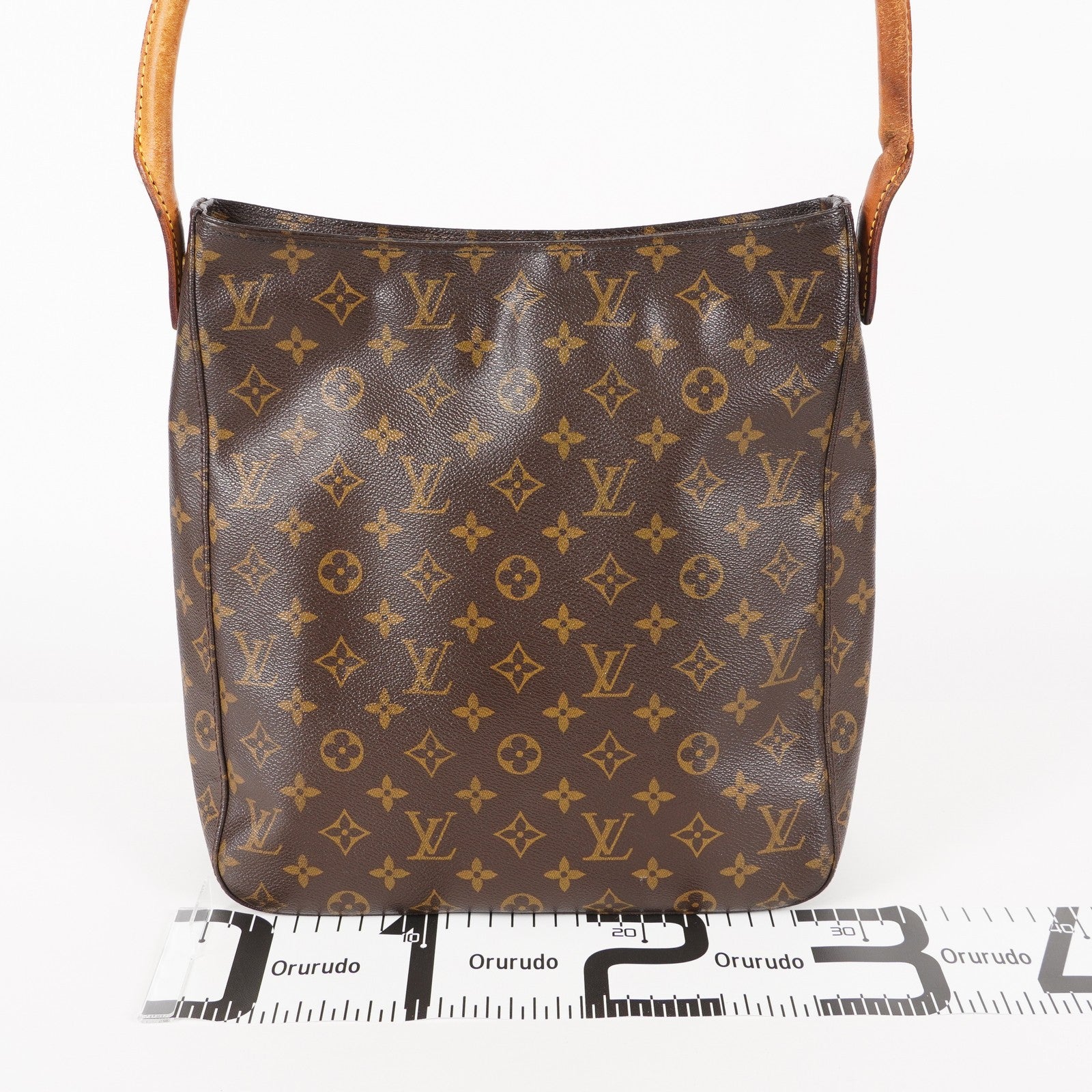 LOUIS VUITTON Looping GM Shoulder Bag Monogram Leather Brown M51145 05E053465029