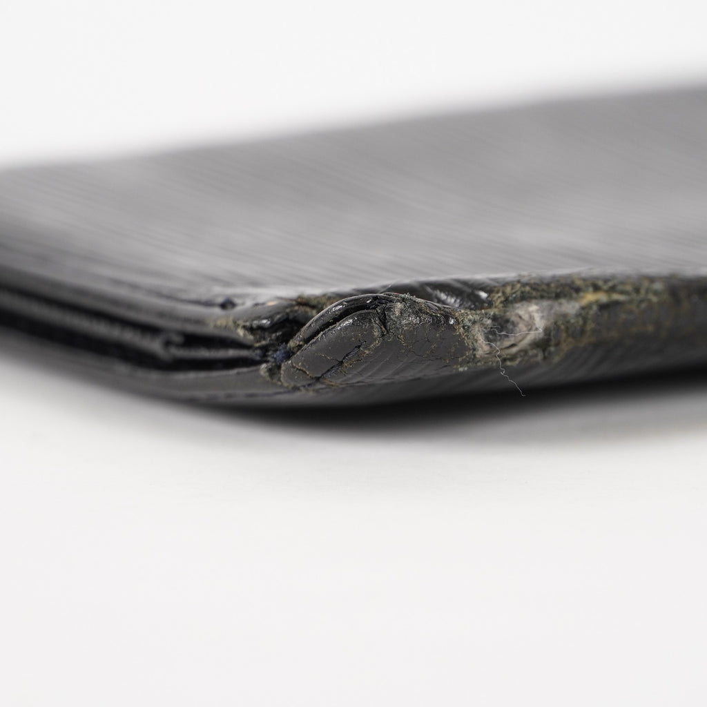 Louis Vuitton LV Long Wallet Portefeuille Brazza M63382 Black Epi Auth XY214