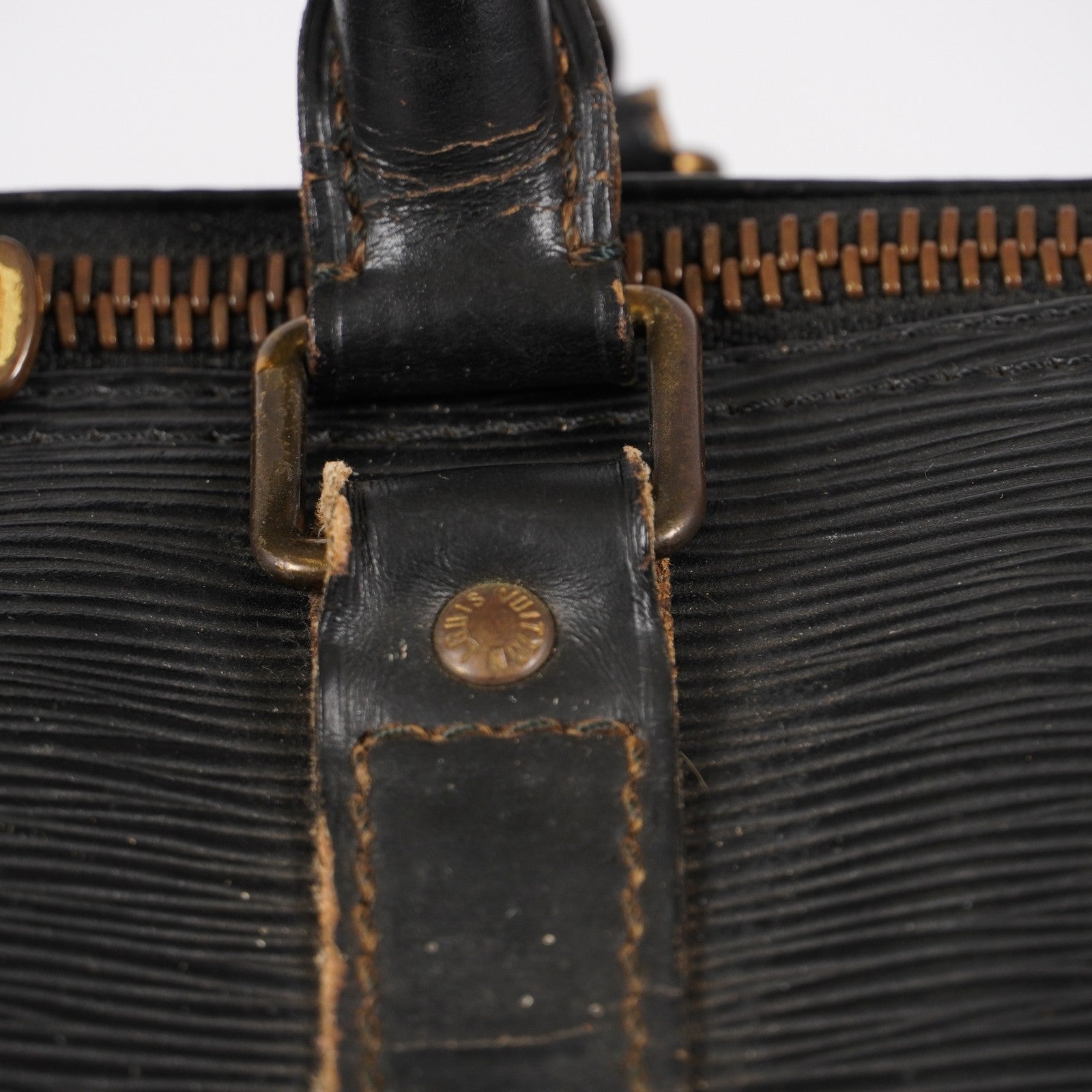 LOUIS VUITTON Epi Keepall 50 Boston Bag Black M42962 LV Auth 05E173960016