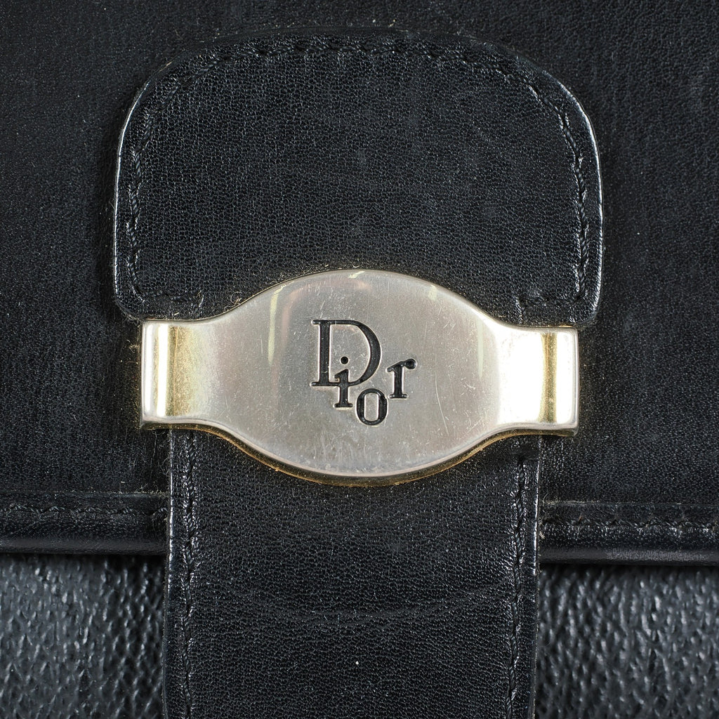 Christian Dior Vintage Leather Shoulder Bag Black Classic Handbag XY230