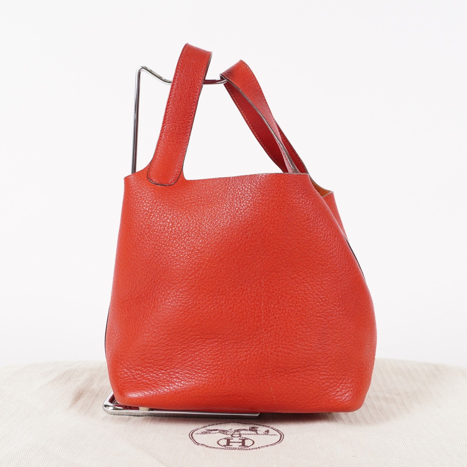 Hermes Picotin Lock PM Red ClemenceLeather Silver Hardware 05E3318150016
