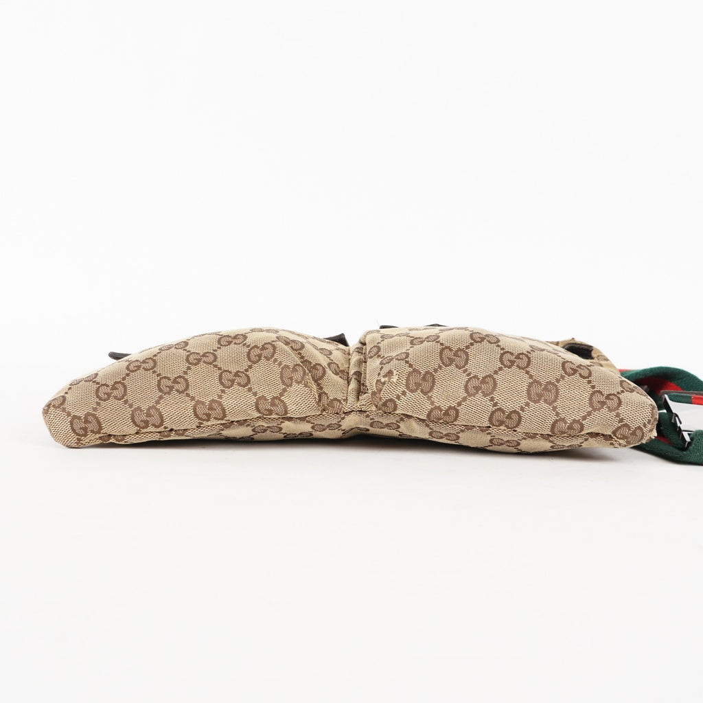 Auth GUCCI GG canvas Fanny Pack Bum Bag waist pouch sherry line 01E072970021
