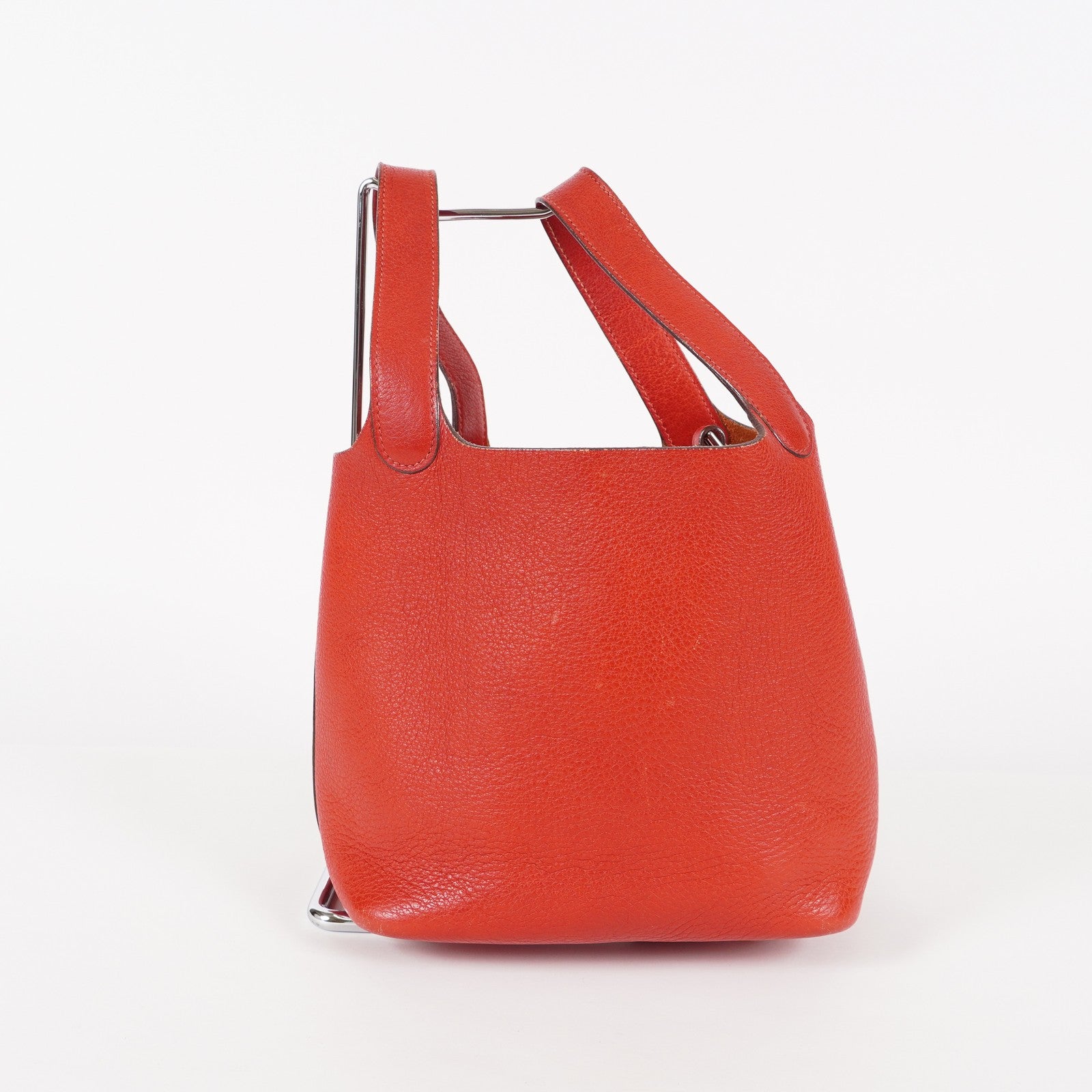 Hermes Picotin Lock PM Red ClemenceLeather Silver Hardware 05E3318150016