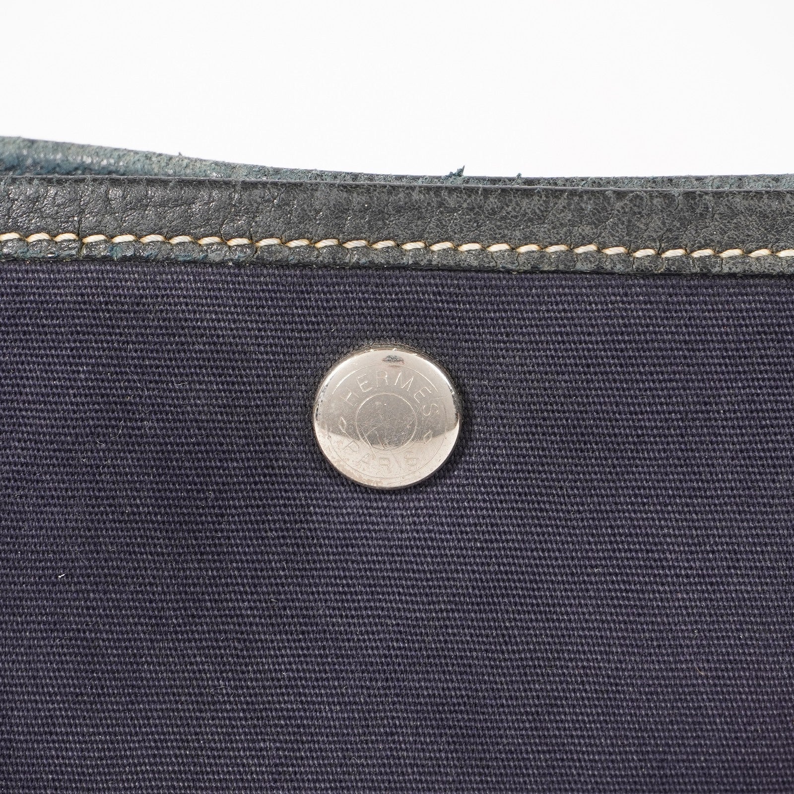 Authentic Hermes Garden Party MM Canvas Leather Tote Bag  02E056820003
