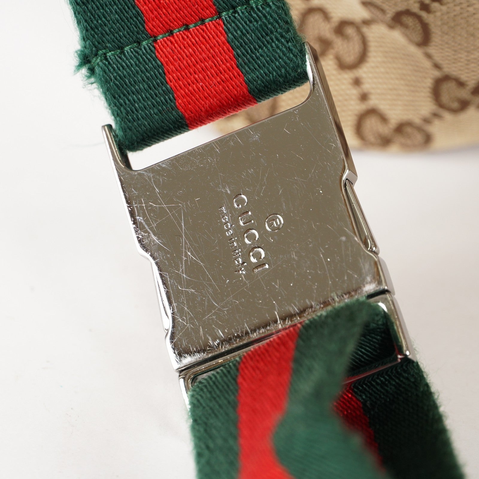 Auth GUCCI GG canvas Fanny Pack Bum Bag waist pouch sherry line 01E072970021