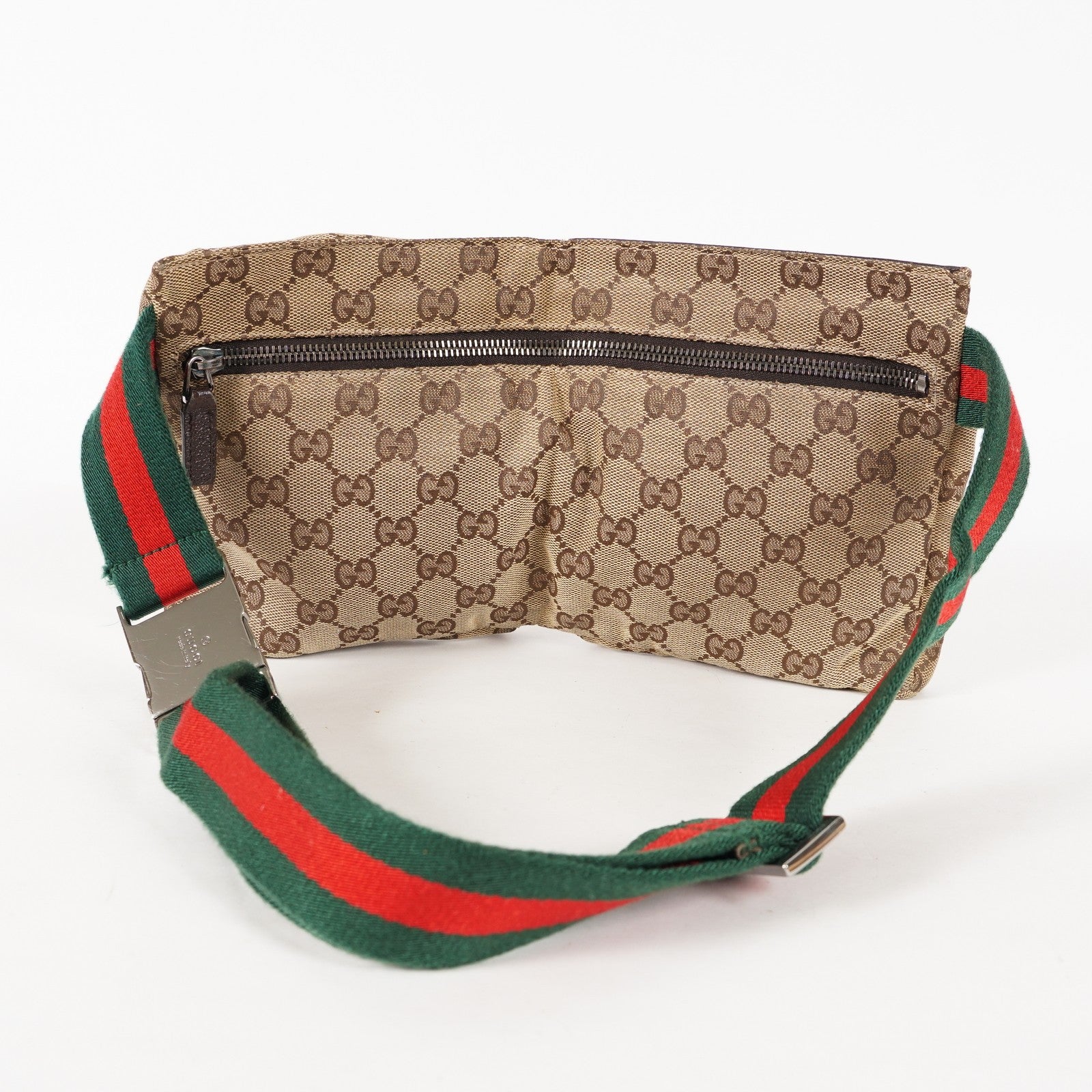 Auth GUCCI GG canvas Fanny Pack Bum Bag waist pouch sherry line 01E072970021