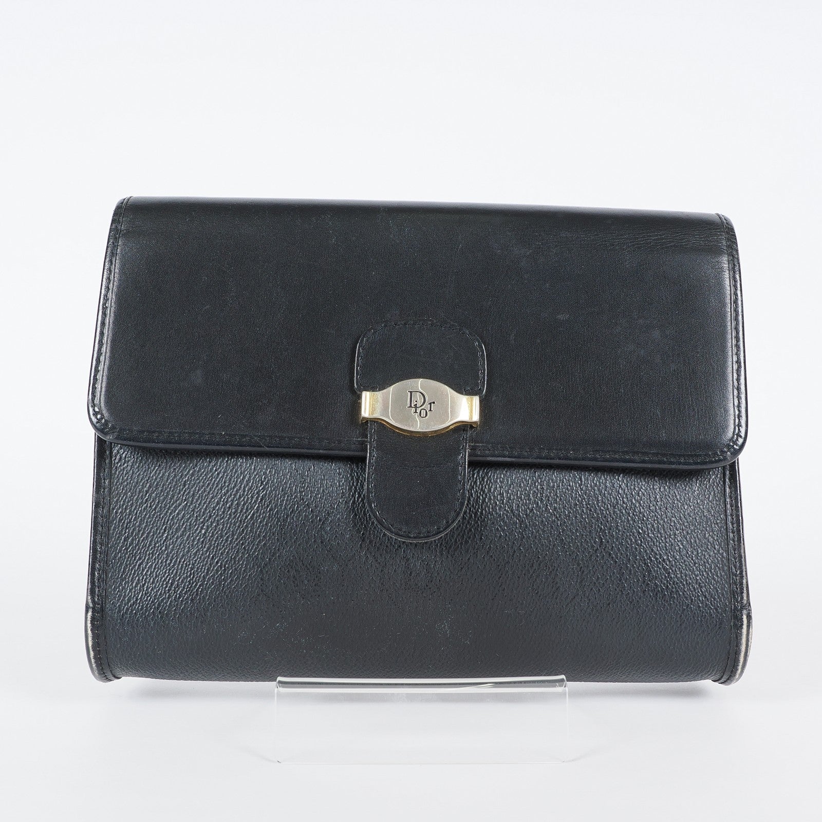 Christian Dior Vintage Leather Shoulder Bag Black Classic Handbag XY230
