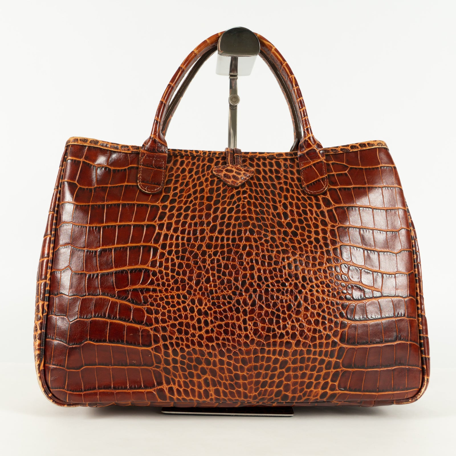 Longchamp leather Tote Bag Brown Shiny finish Medium Elegant 25306352632