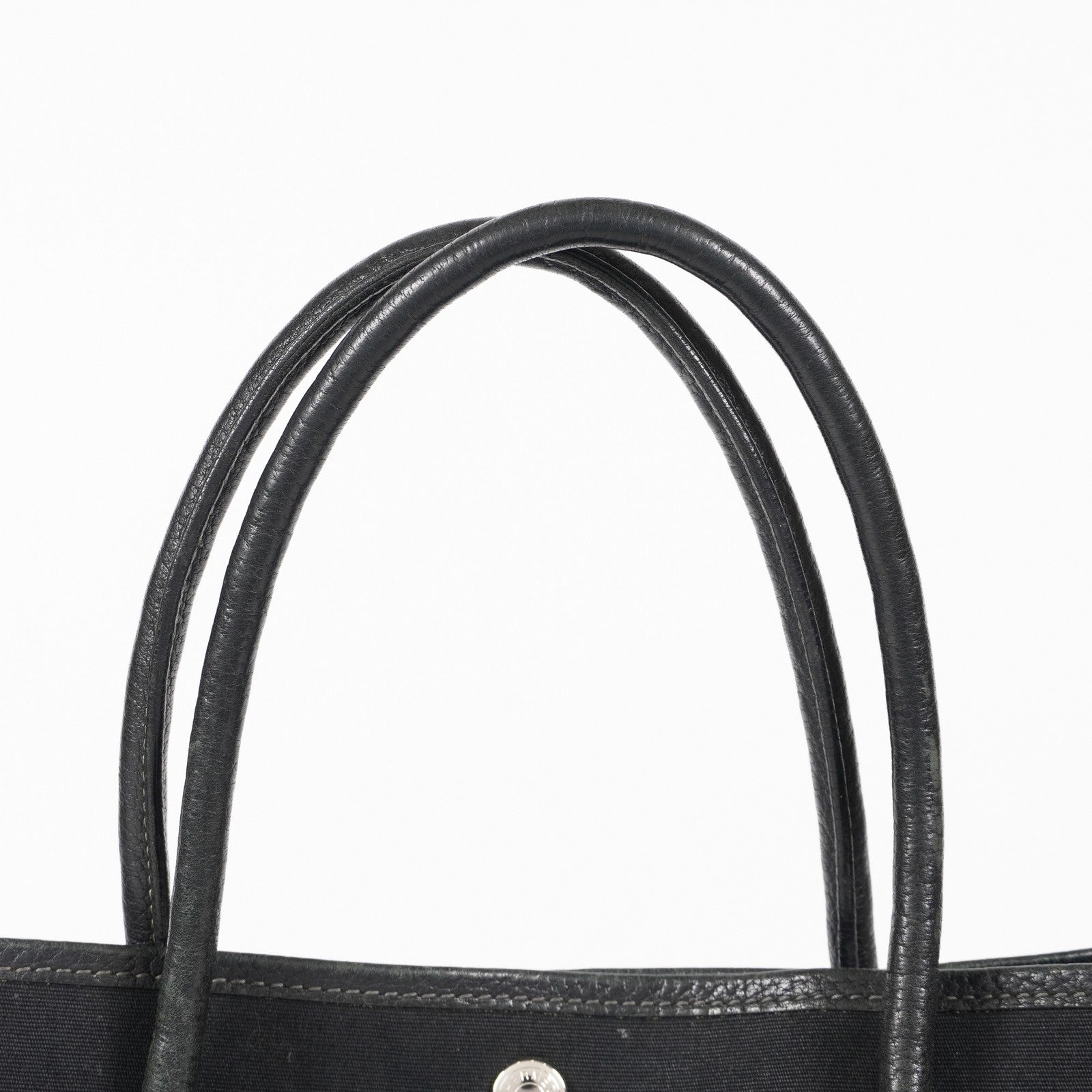 Hermes Garden Party 30 TPM Handbag Tote Leather Canvas Black 05E024290016