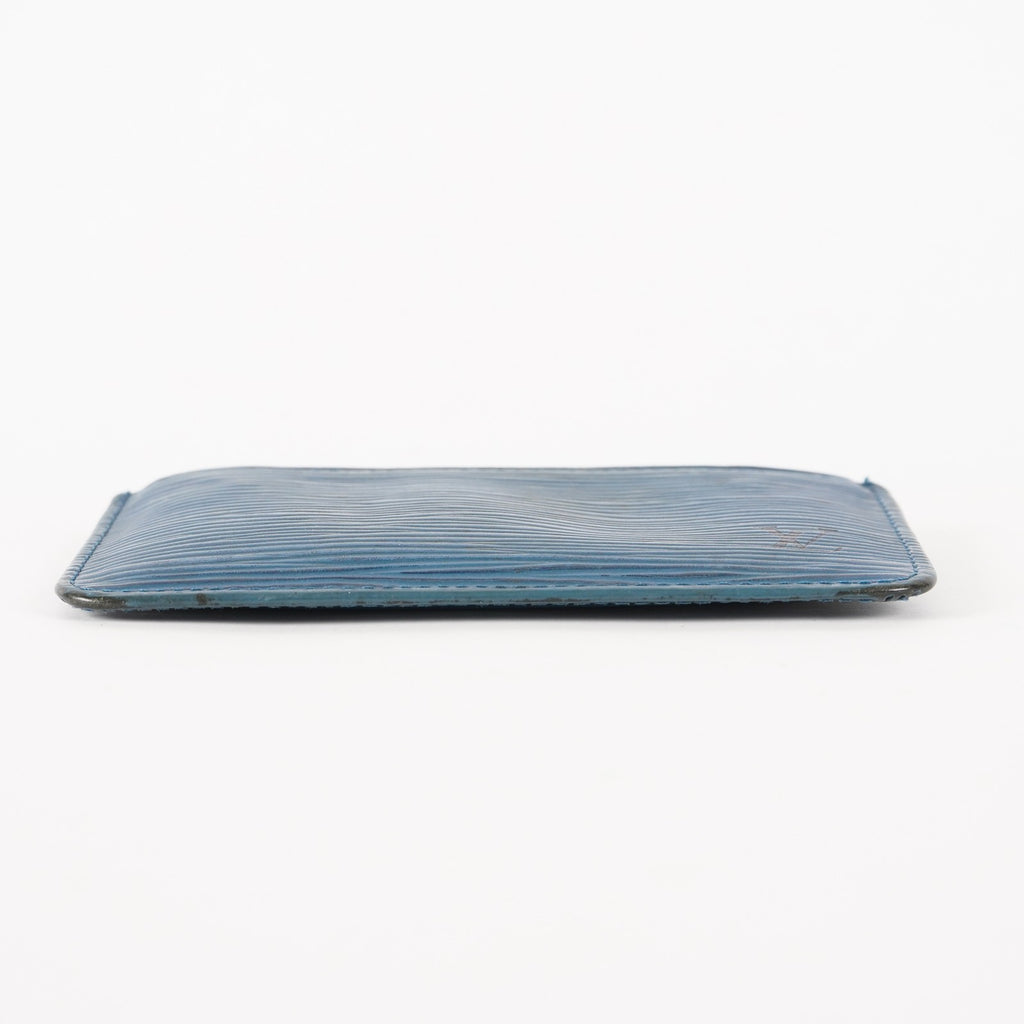 Louis Vuitton Epi De Poche Leather Pass Card Case Blue XY218