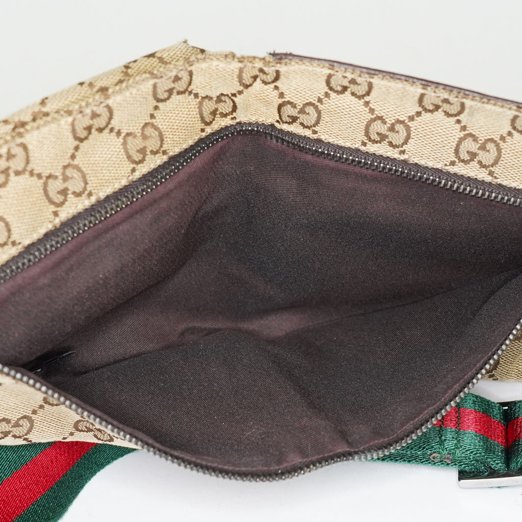 Auth GUCCI GG canvas Fanny Pack Bum Bag waist pouch sherry line 01E072970021