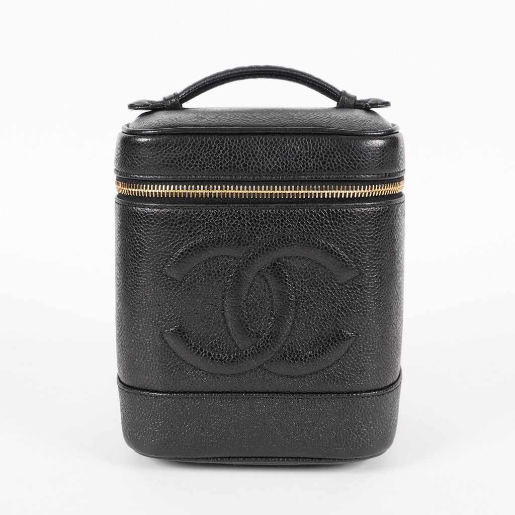 Chanel Vanity Cosmetic Case Black Caviar Leather Bag 05E597040016