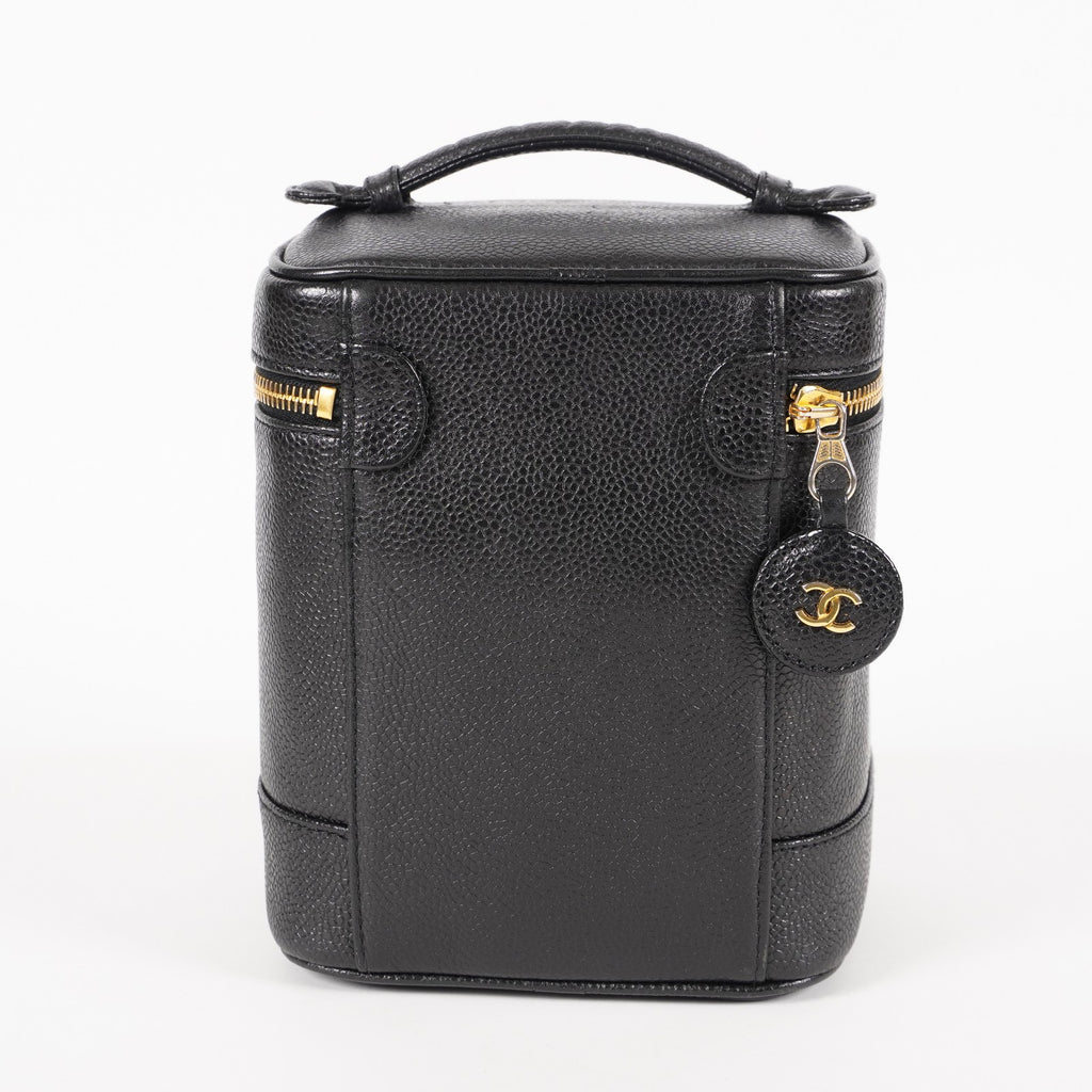 Chanel Vanity Cosmetic Case Black Caviar Leather Bag 05E597040016