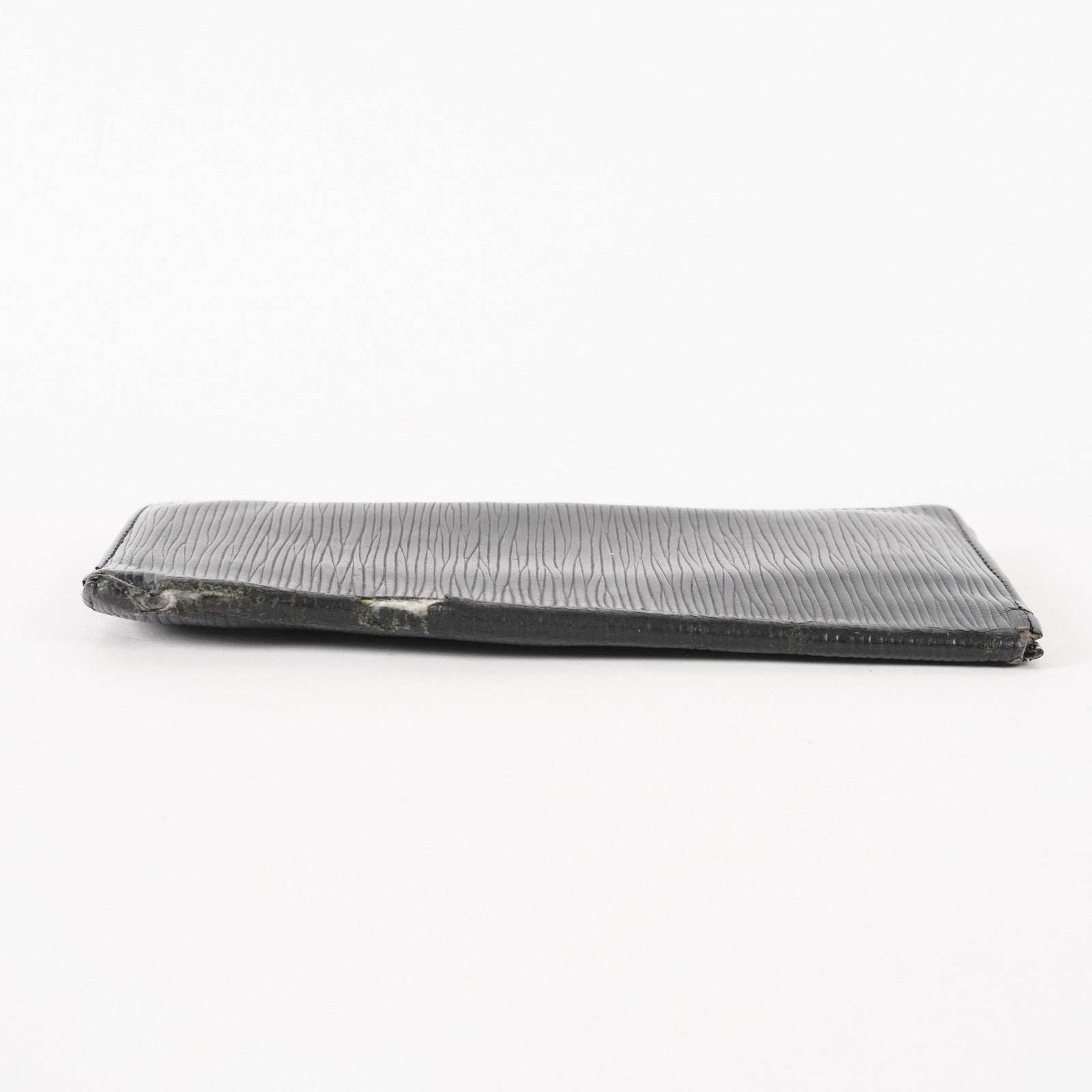 Louis Vuitton LV Long Wallet Portefeuille Brazza M63382 Black Epi Auth XY214