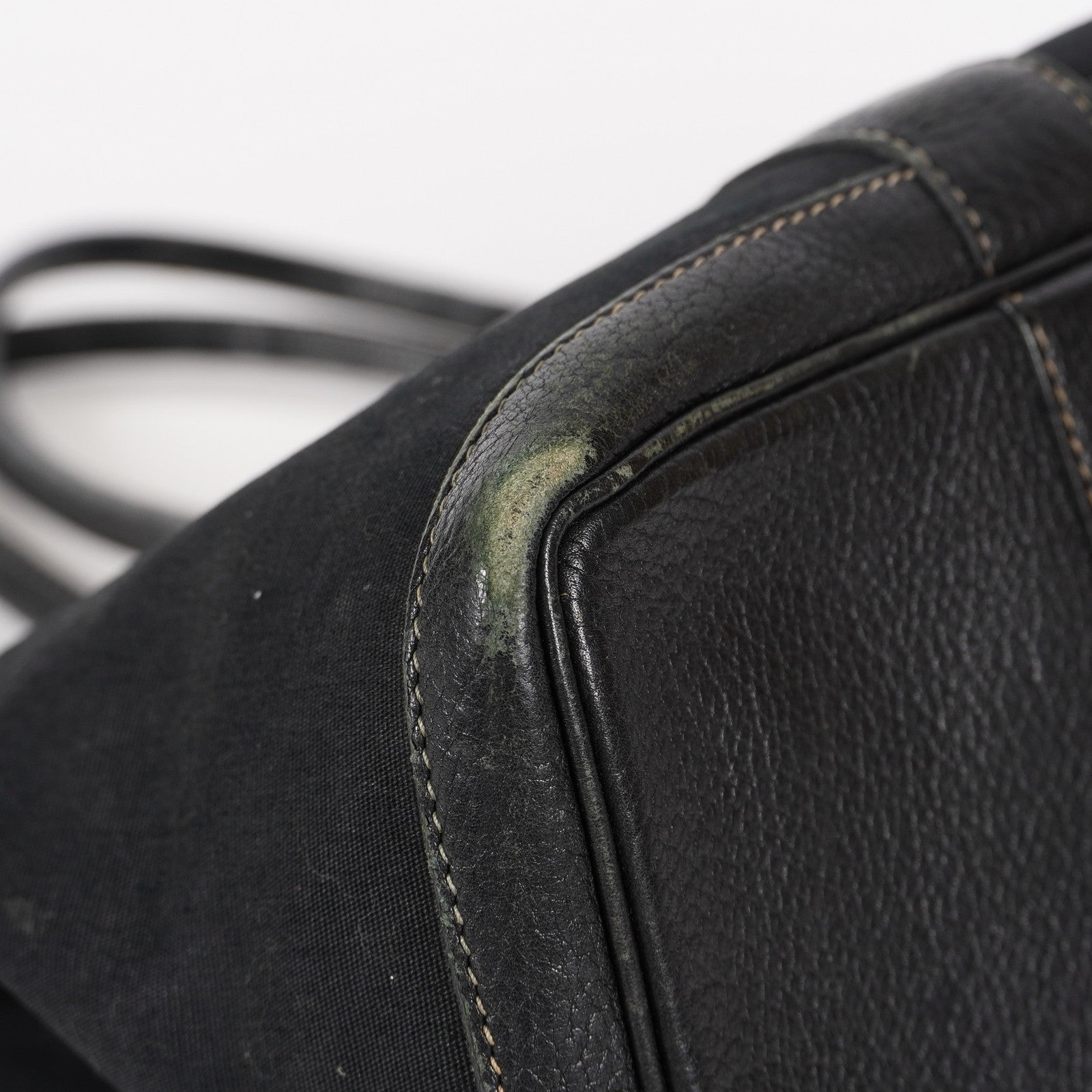 Hermes Garden Party 30 TPM Handbag Tote Leather Canvas Black 05E024290016