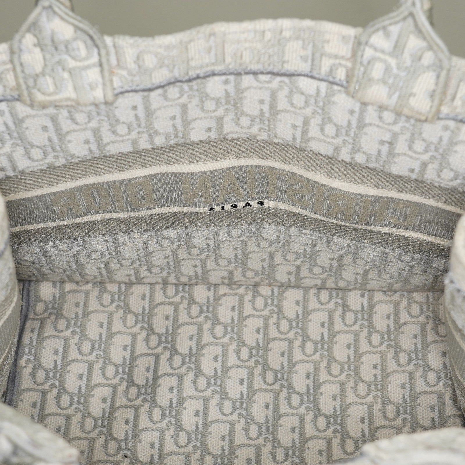 Christian Dior Book Tote Toile de Jouy Beige Gray Canvas Bag used 02E207260003