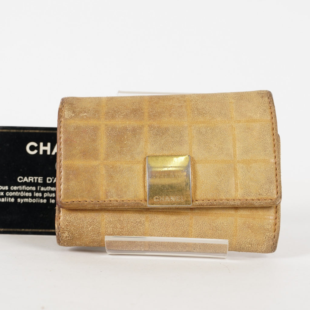 CHANEL Chocolate Bar Lambskin Camel Wallet XY199