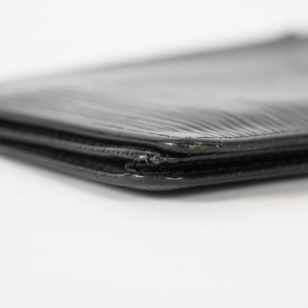 Louis Vuitton LV Long Wallet Portefeuille Brazza M63382 Black Epi Auth XY214