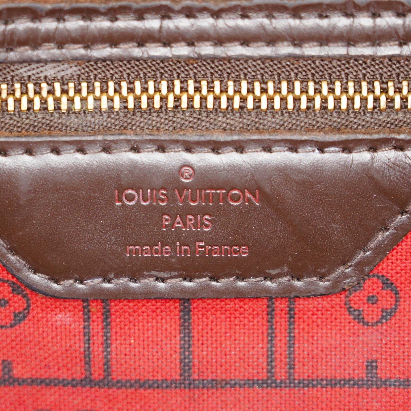 Louis Vuitton Neverfull MM Damier Ebene Red Interior Tote 05E053410016