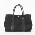 Hermes Garden Party 30 TPM Handbag Tote Leather Canvas Black 05E024290016