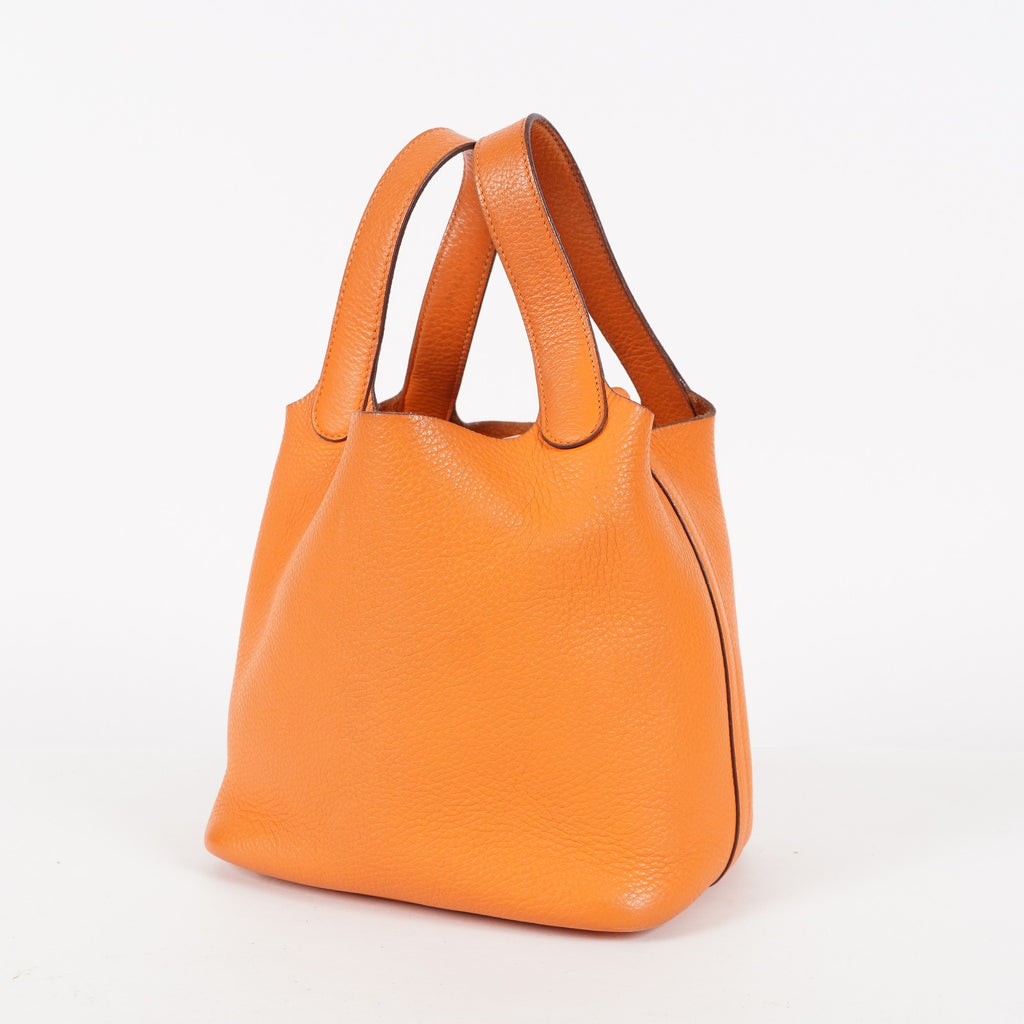 HERMES Picotin PM 18 Taurillon Clemence Orange Handbag Bag 05E0119250016